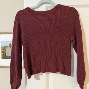 Burgundy Ribbed Knit Sweater